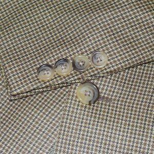Burberry Houndstooth Blazer Mens Silk Wool Sport Coat Jacket Size 44-R Dual Vent